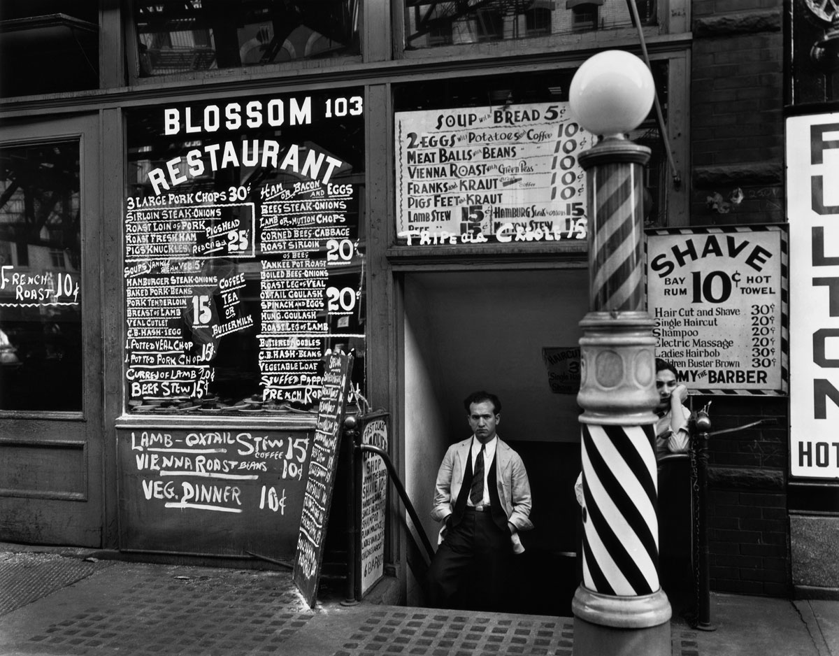 Blossom Restaurant, 103 Bowery, New York City (October 24,1934) by Berenice Abbott.